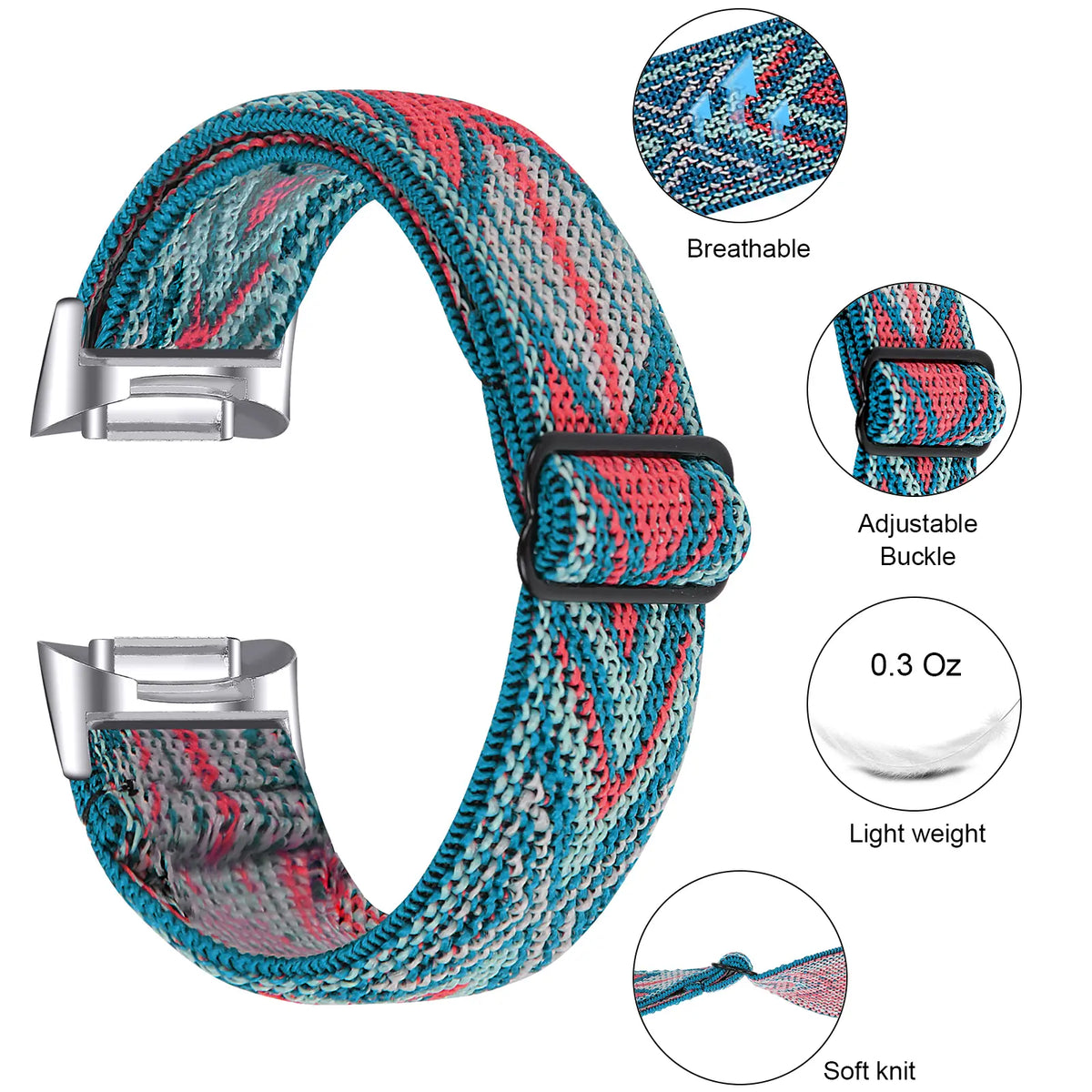Fitbit Charge 6 Elastisches Armband (Hellblau Mix)