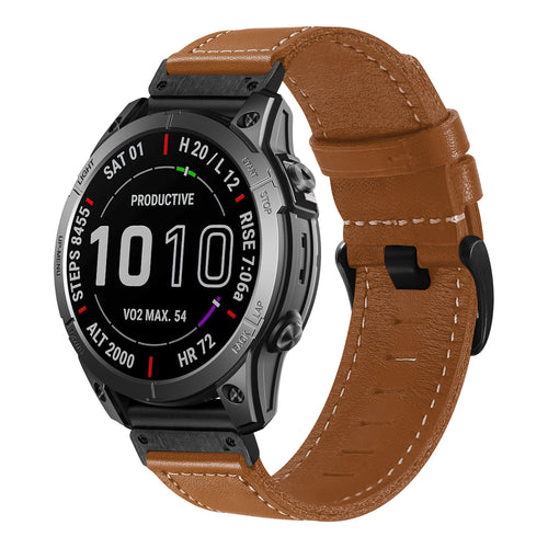 Garmin Fenix 7s Premium Leather Strap (Brown)