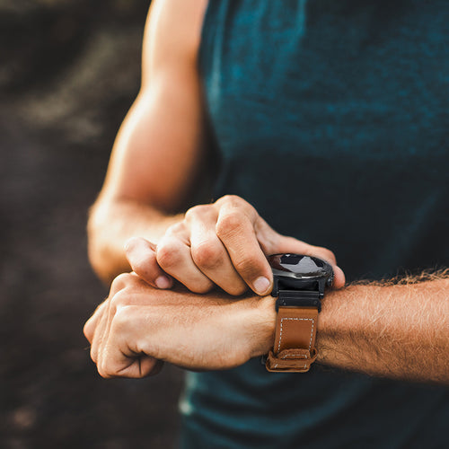 Garmin Fenix 7s Premium Leather Strap (Brown)
