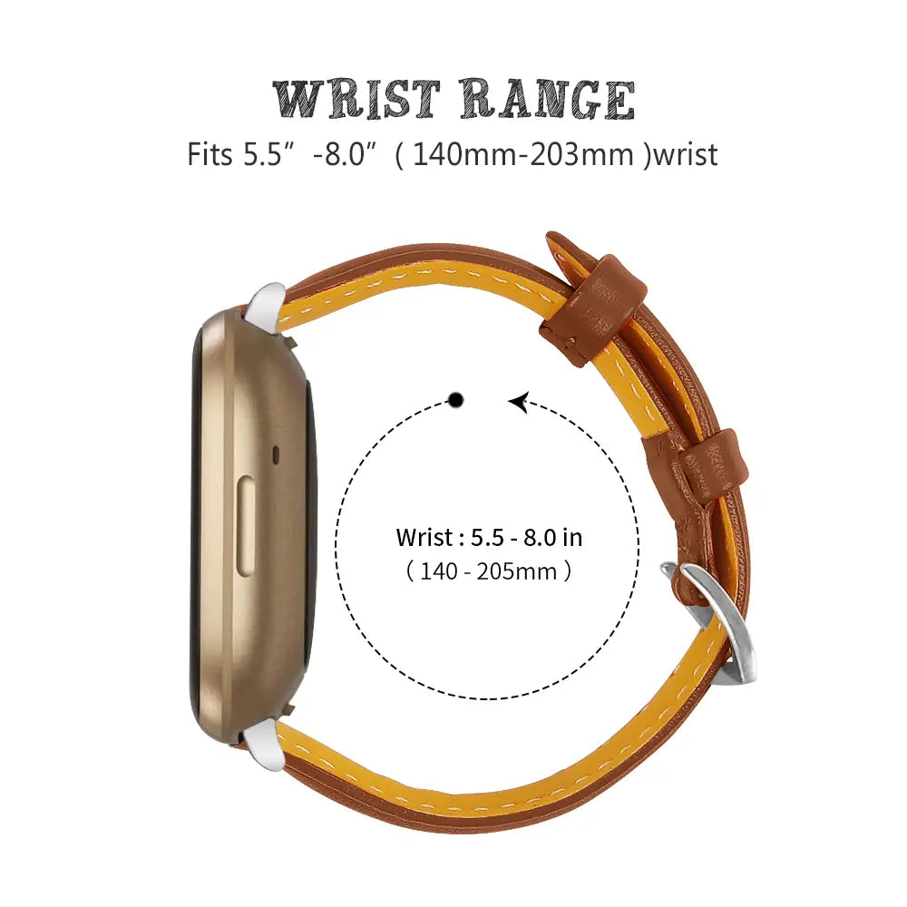 Fitbit Versa 4 Schlankes Lederarmband (Braun)