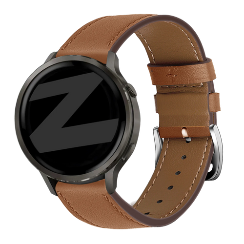 Bandz Garmin Forerunner 255 Leather Strap 'Deluxe' (Brown)