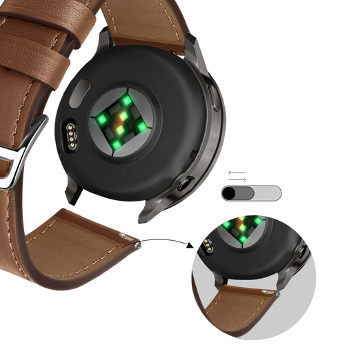 Bandz Garmin Forerunner 255 Leather Strap 'Deluxe' (Brown)