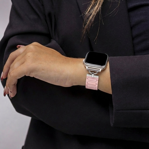 Bandz Apple Watch Magnetisches Silikonarmband 'Slim' (Rosa)