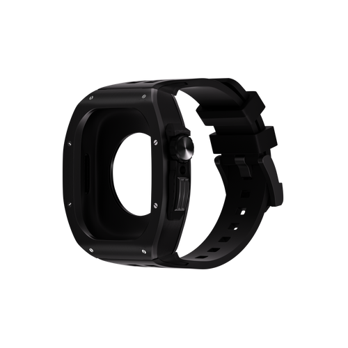 Reqior Apple Watch 45mm Polymer and Metal Case with Rubber Strap (Black)