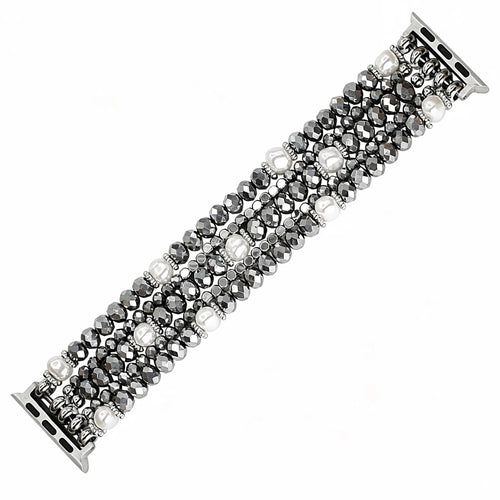 Apple Watch Beaded Crystal Strap (Silver)
