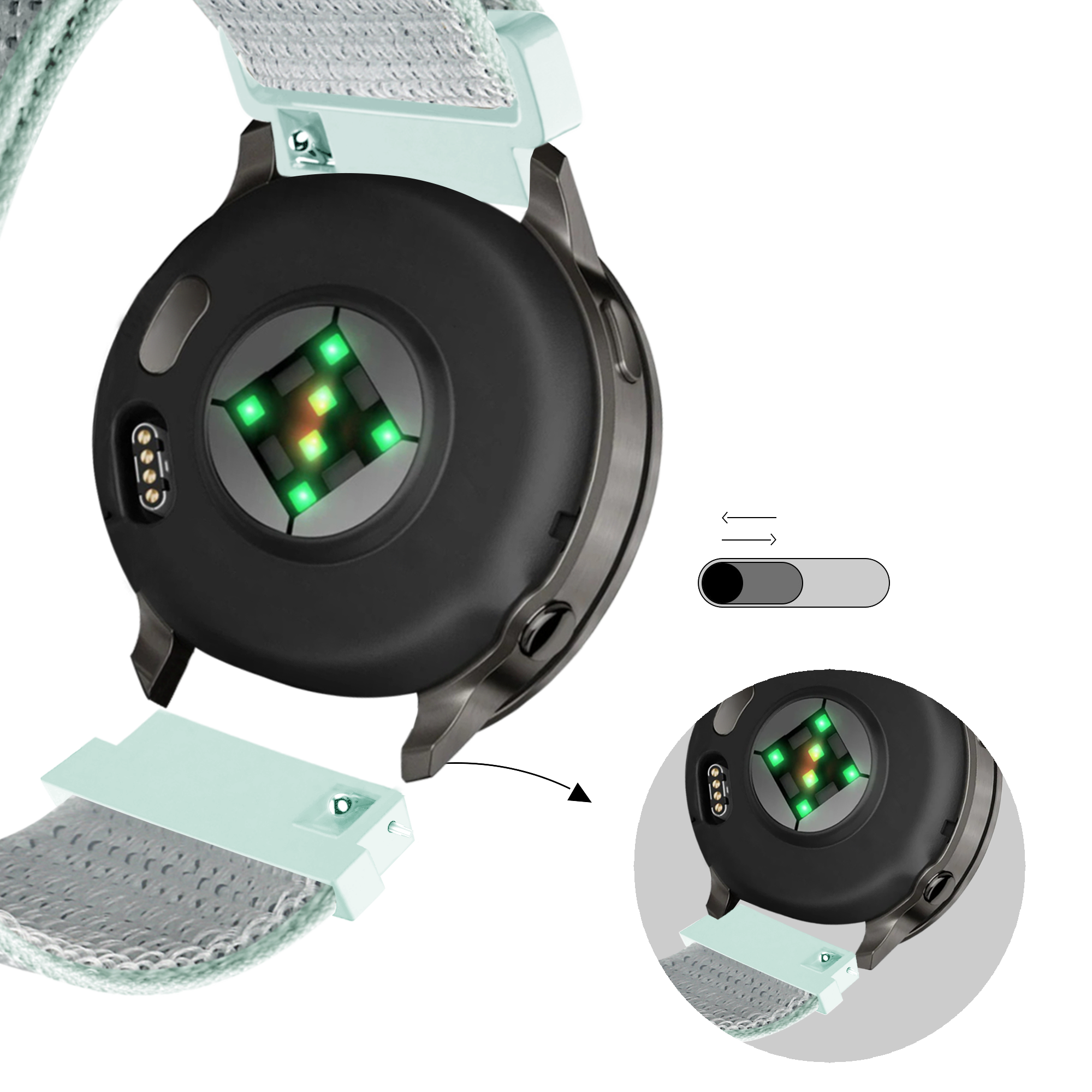 Bandz Garmin Forerunner 255s Nylon Loop Armband (Hell Cyan)