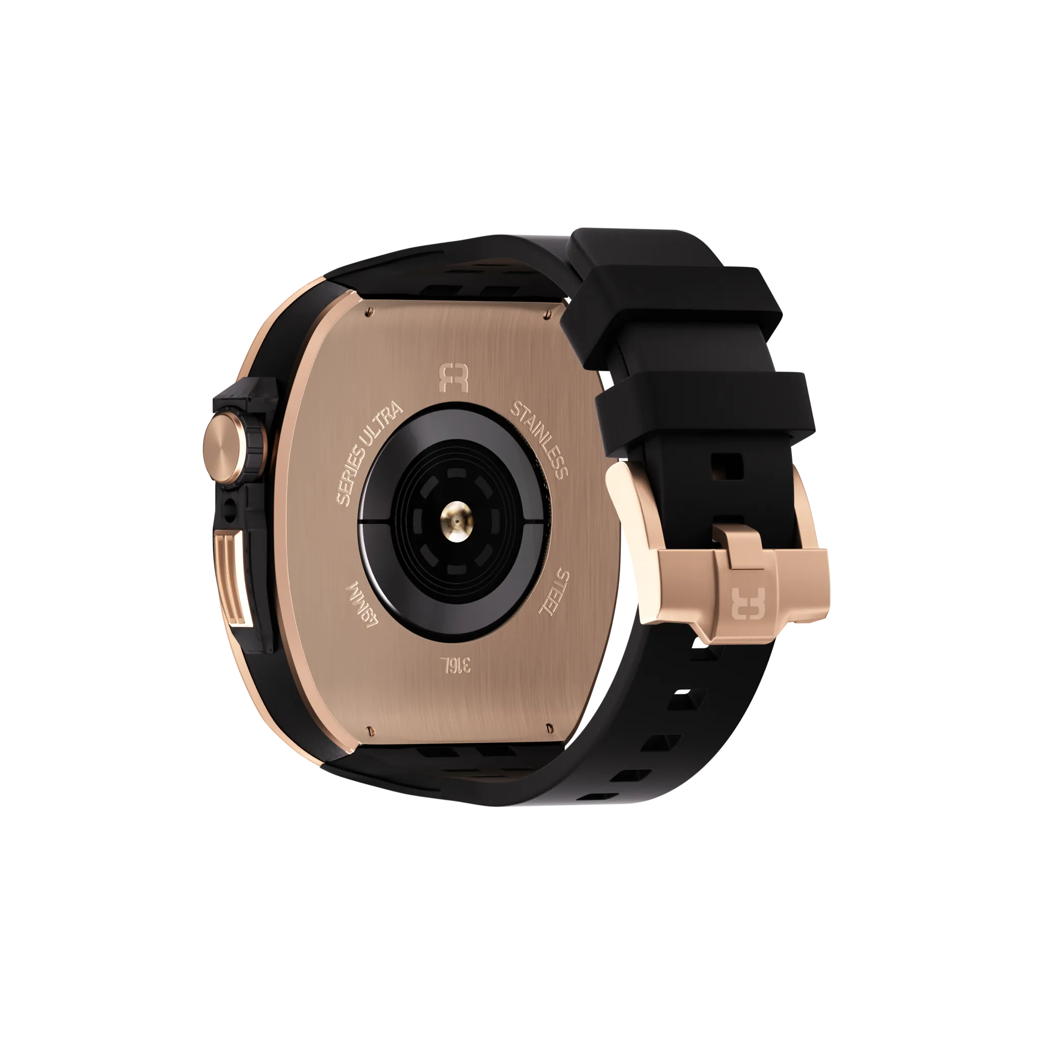 Reqior Apple Watch 45mm Polymer and Metal Case with Rubber Strap (Rose Gold)