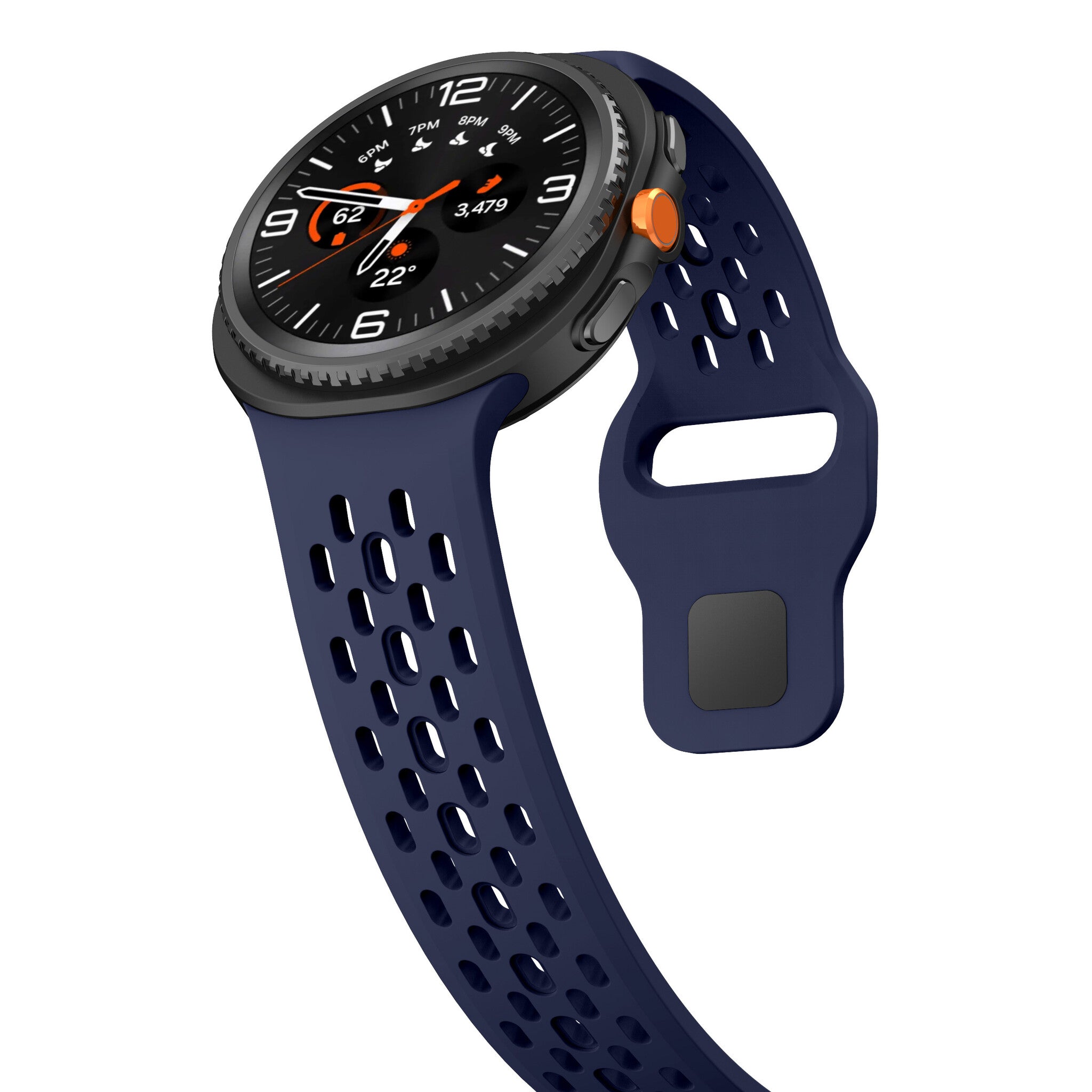 Samsung Galaxy Watch 8 - 40mm Silikonarmband mit Löchern (Dunkel Blau)