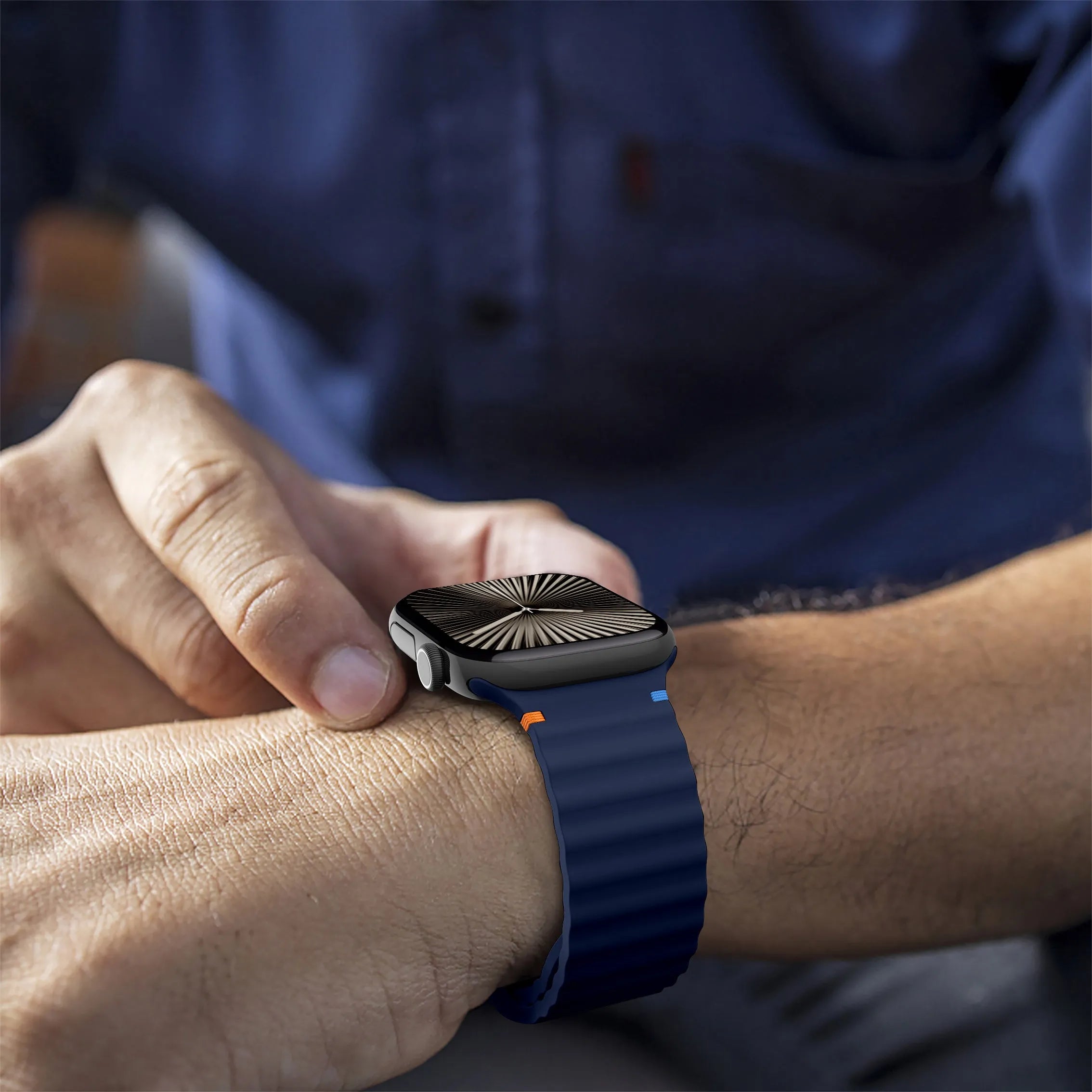 Apple Watch Wave Silikonarmband (Dunkelblau)