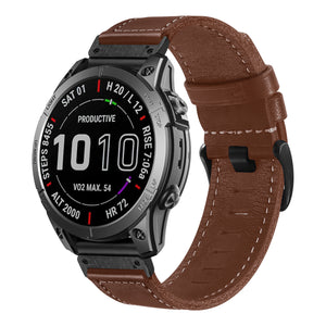 Garmin Fenix 8 - 51mm Premium Lederarmband (Dunkelbraun)