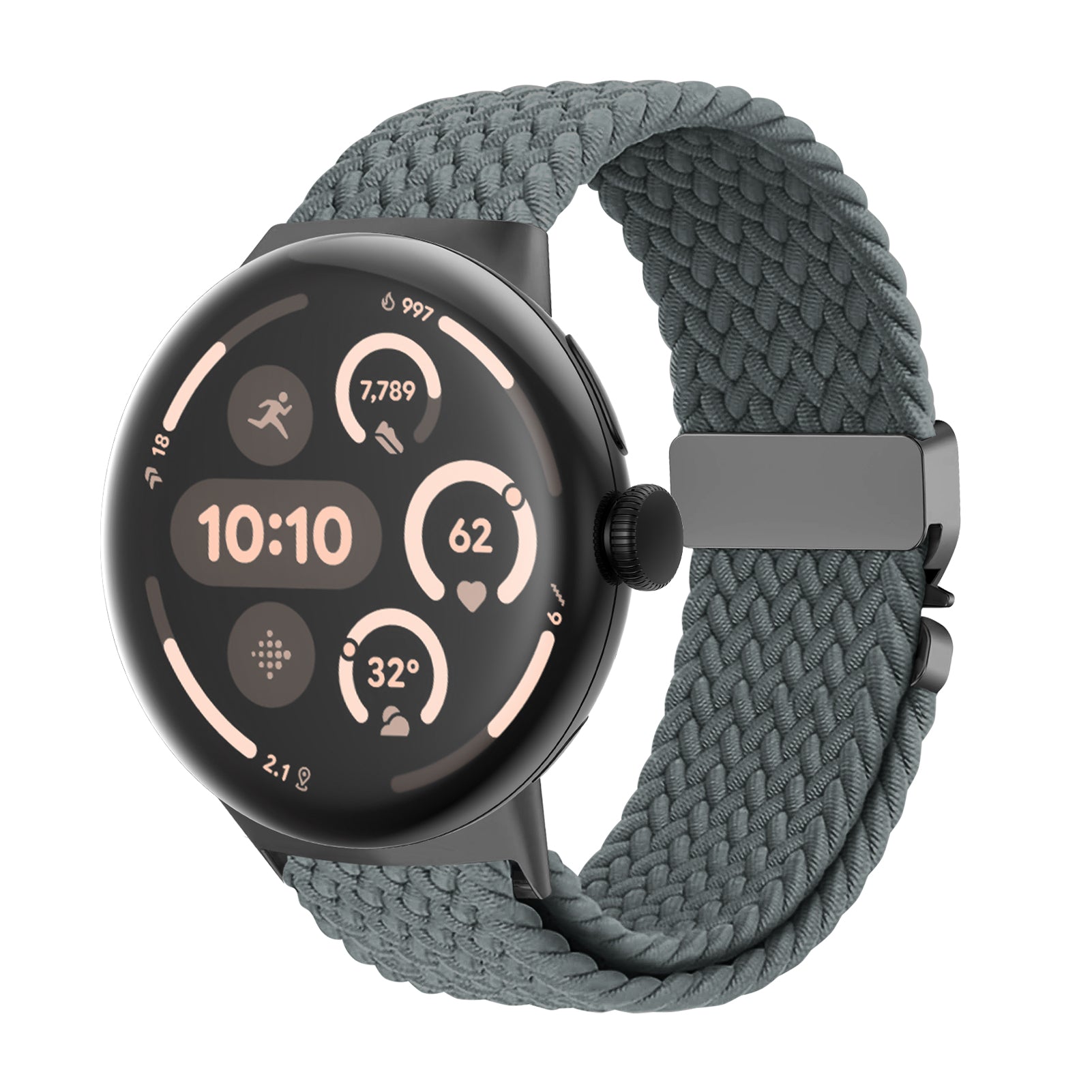Google Pixel Watch 3 - 45mm Geflochtenes Armband mit P-Schnalle (Grau)