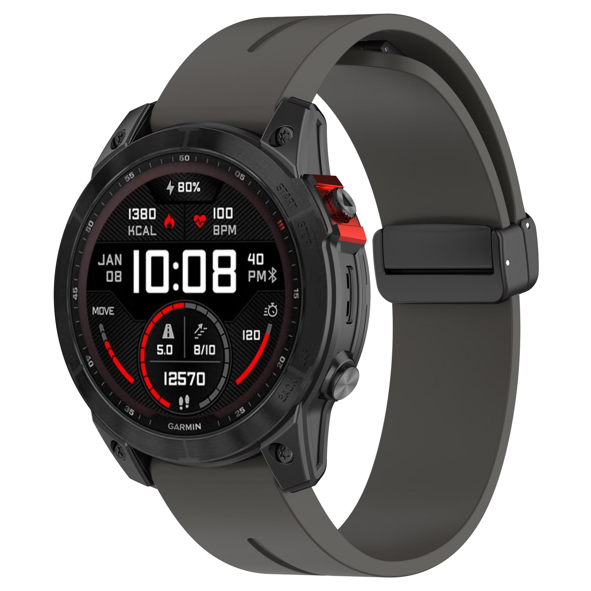 Garmin Quatix 8 Pro - 47mm D-Buckle Silicone Strap (Dark Grey)