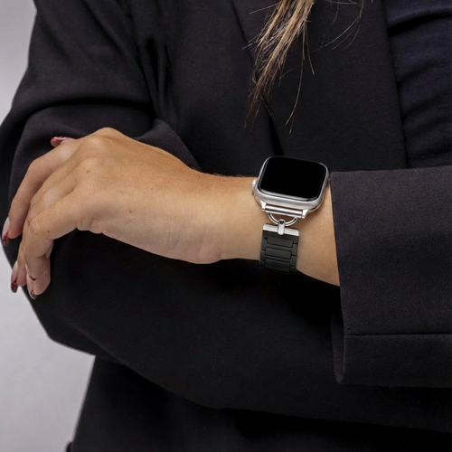 Bandz Apple Watch Magnetisches Silikonarmband 'Slim' (Schwarz)