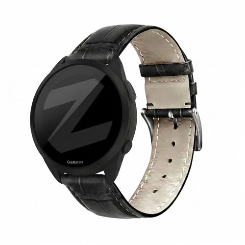 Bandz Garmin Forerunner 165 Leather Strap Crocodile Grain (Black)