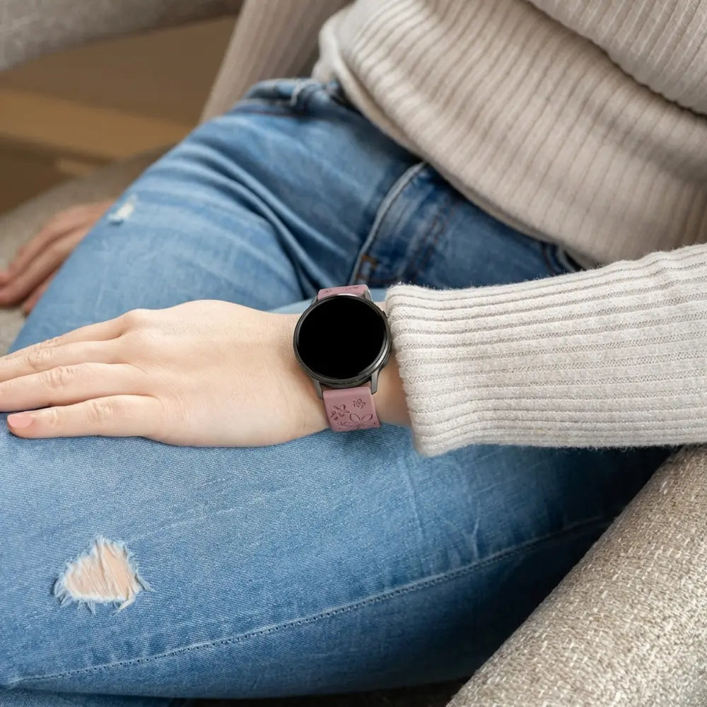 Bandz Garmin Vivoactive 6 siliconen band 'Flowers' (mauve/lichtroze)
