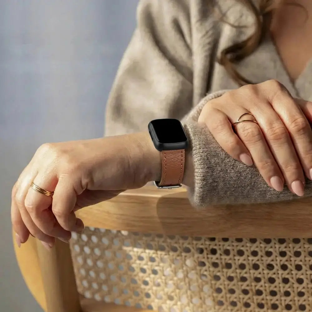 Fitbit Inspire 3 leren bandje (bruin)
