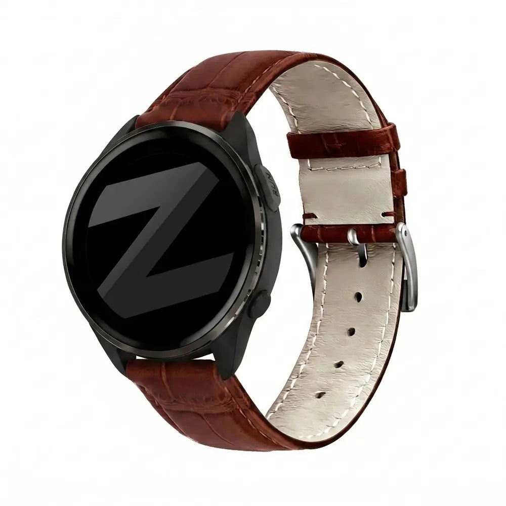 Bandz Garmin Forerunner 165 Leather Strap Crocodile Grain (Brown)