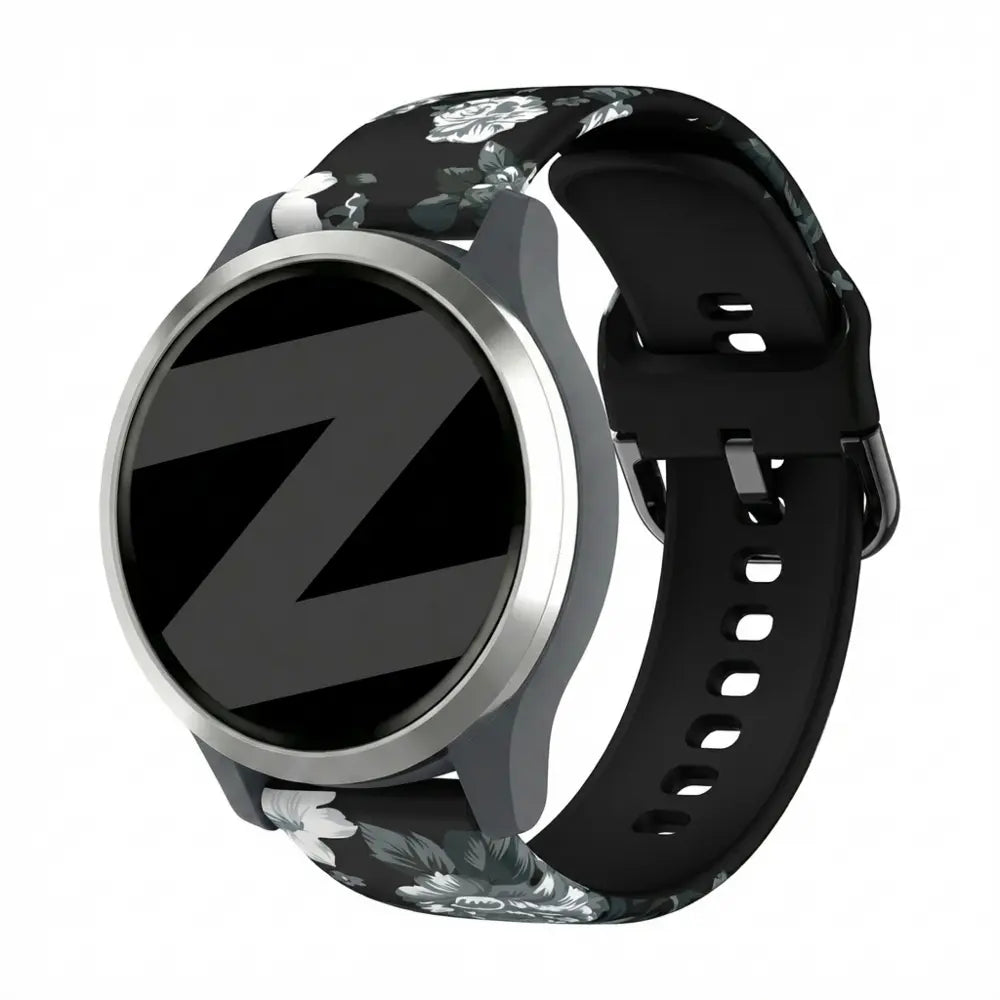 Bandz Garmin Vivomove 3s Silicone Strap 'Grey Flower'