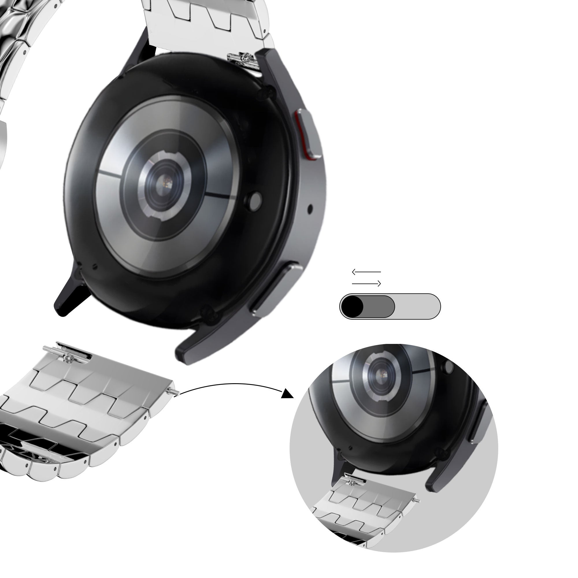 Bandz Garmin Forerunner 570 - 42mm Steel Strap 'Dragon' (Silver)