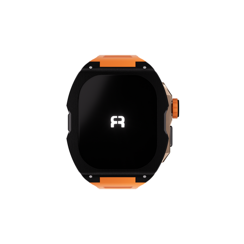 Reqior Apple Watch Ultra Hülle mit integriertem Gummi-Armband (Schwarz/Orange)