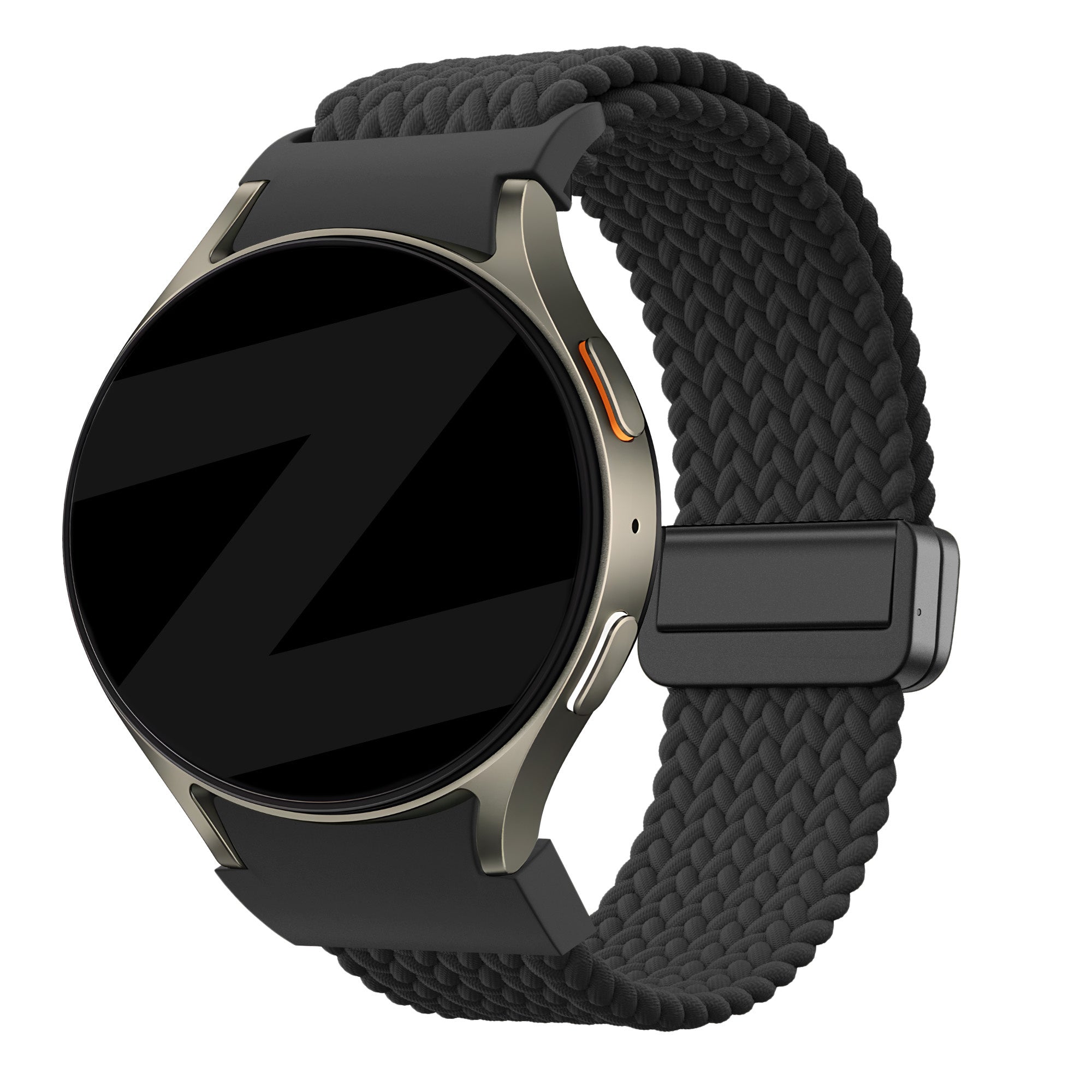 Bandz Samsung Galaxy Watch 4 44mm Braided Strap 'Easy Fit' (Black)