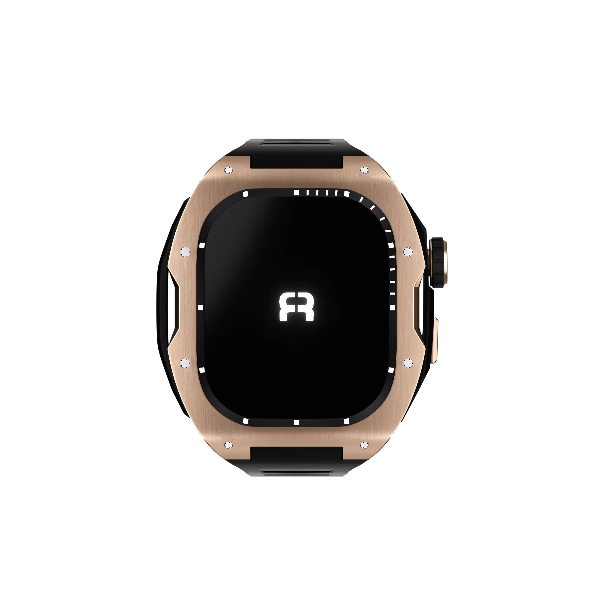 Reqior Apple Watch 45mm Hülle mit integriertem Gummi-Armband (Roségold/Schwarz)