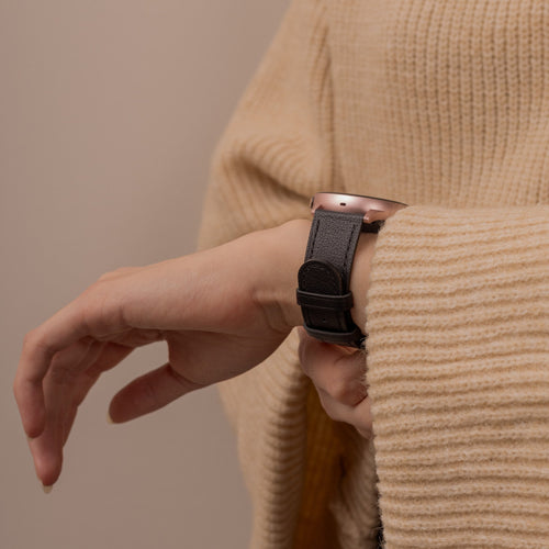 Samsung Galaxy Watch FE Lederarmband (schlichtes-Schwarz)