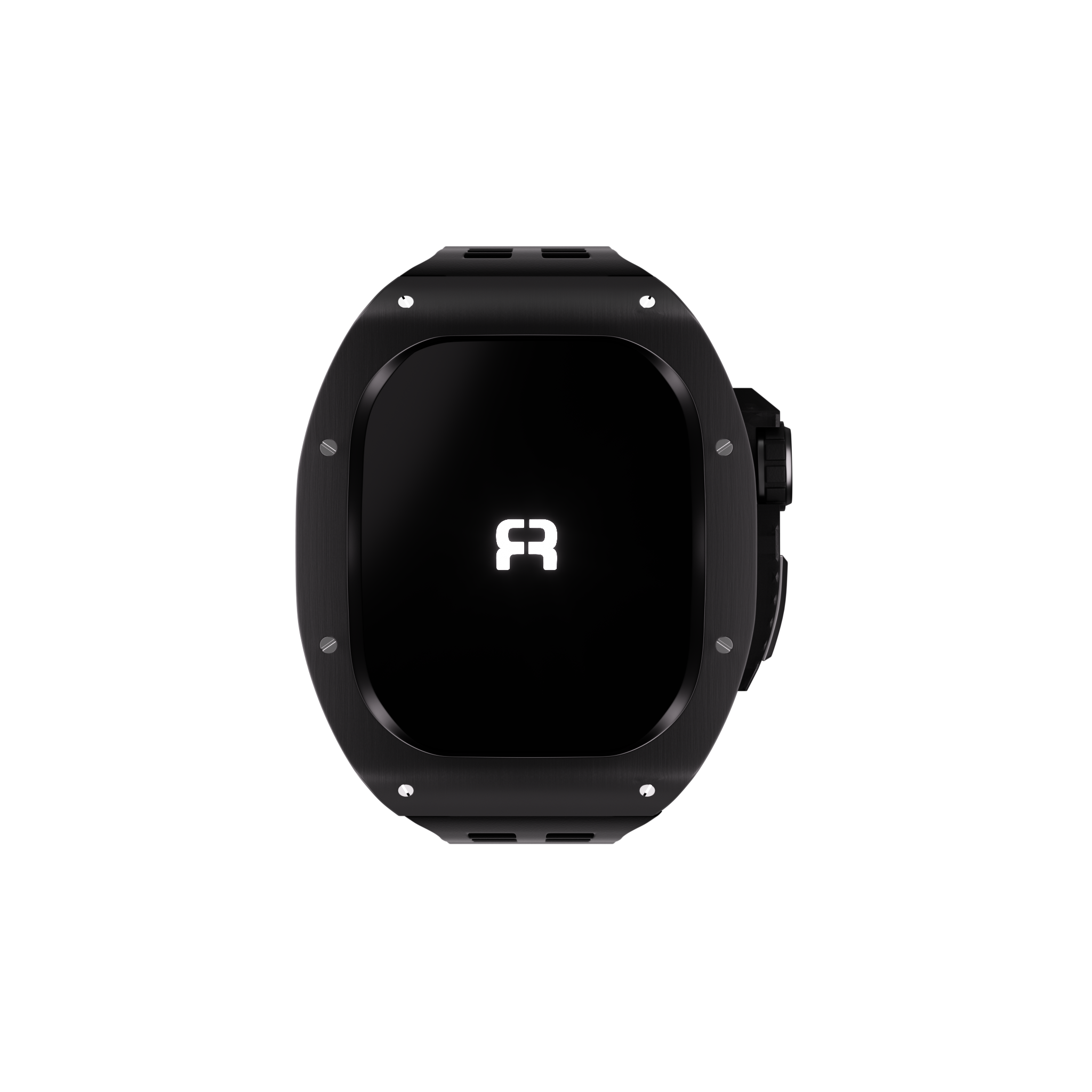 Reqior Apple Watch 45mm Polymer and Metal Hülle mit integriertem Gummi-Armband (Schwarz)