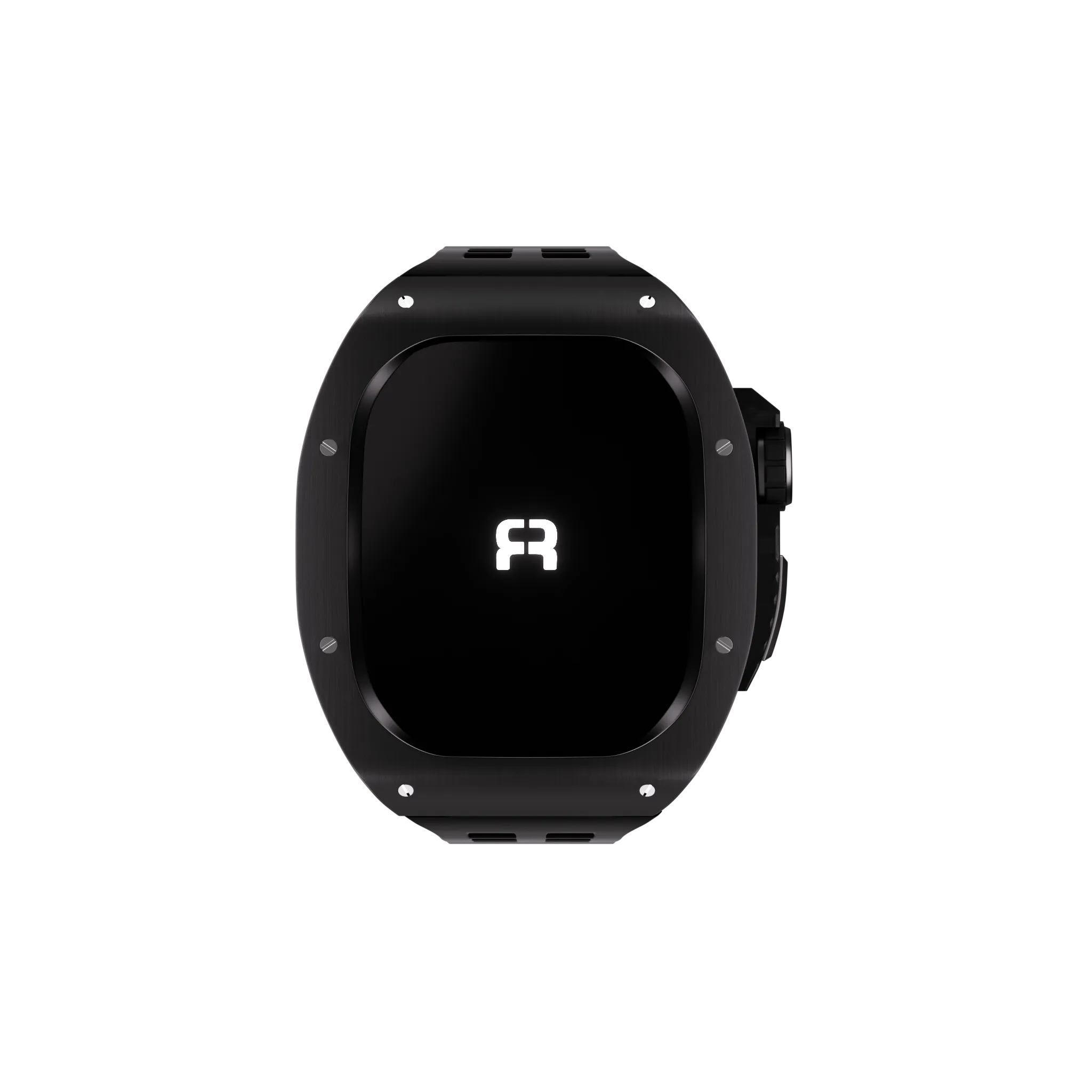 Reqior Apple Watch 45mm Polymer and Metal Hülle mit integriertem Gummi-Armband (Schwarz)