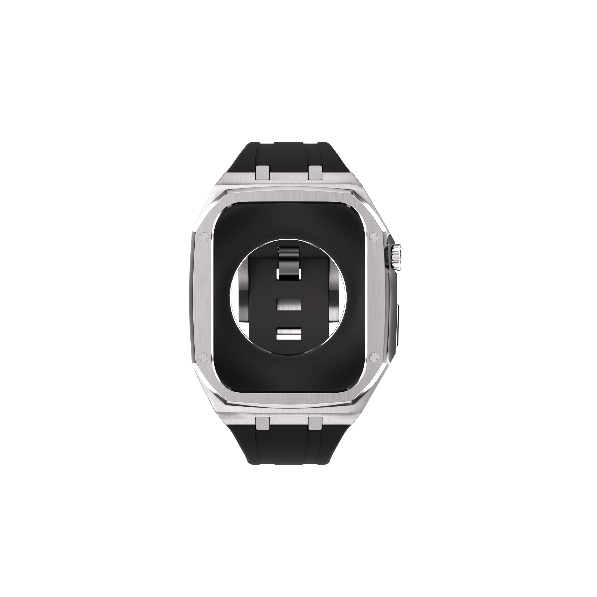 Reqior Apple Watch 45mm Metal Hülle mit integriertem Gummi-Armband (Silber)