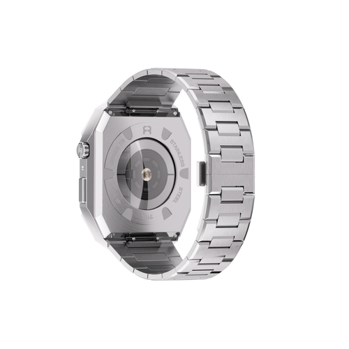 Reqior Apple Watch 45mm Hülle mit integriertem Stahlarmband 'Nautilus' (Silber)