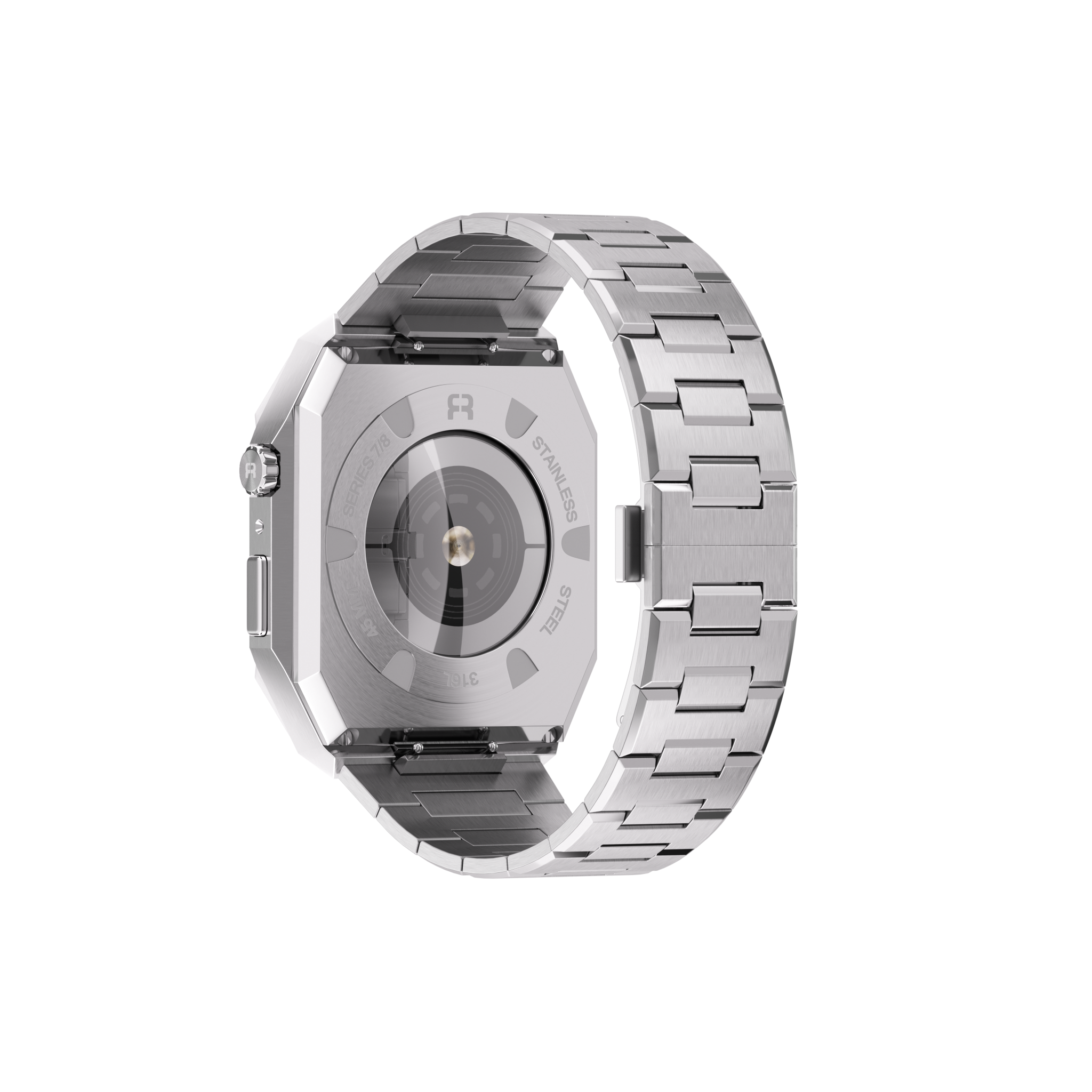 Reqior Apple Watch 45mm Case with Steel Strap 'Nautilus' (Silver)
