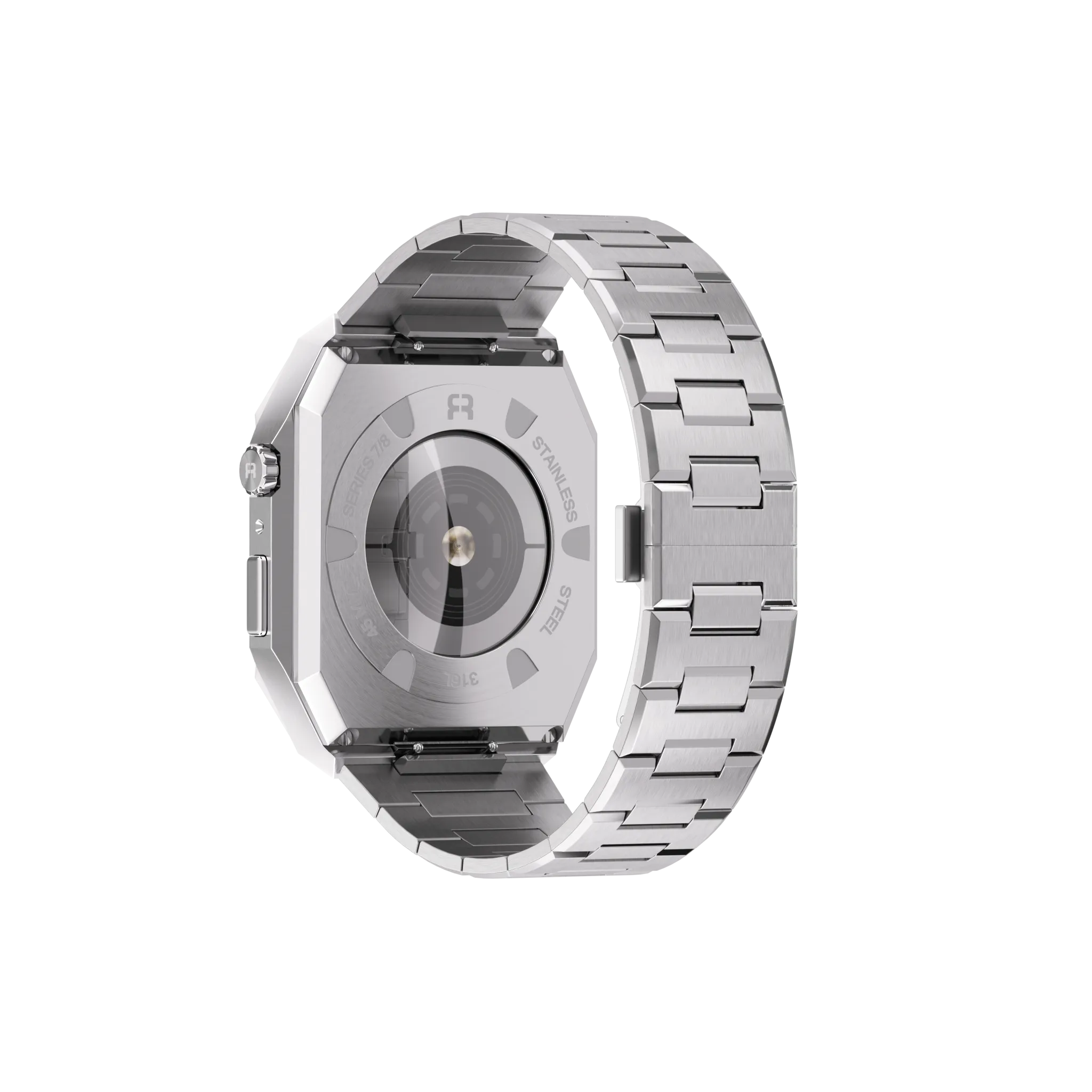 Reqior Apple Watch 45mm Hülle mit integriertem Stahlarmband 'Nautilus' (Silber)