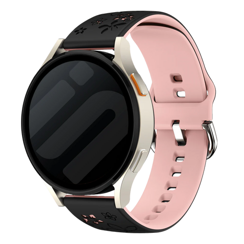 Huawei Watch GT 6 - 41mm Flower Silicone Strap (Black/Light Pink)