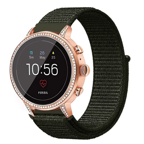 Fossil Gen 4 Venture (HR) Nylonarmband (Dunkel Grün)