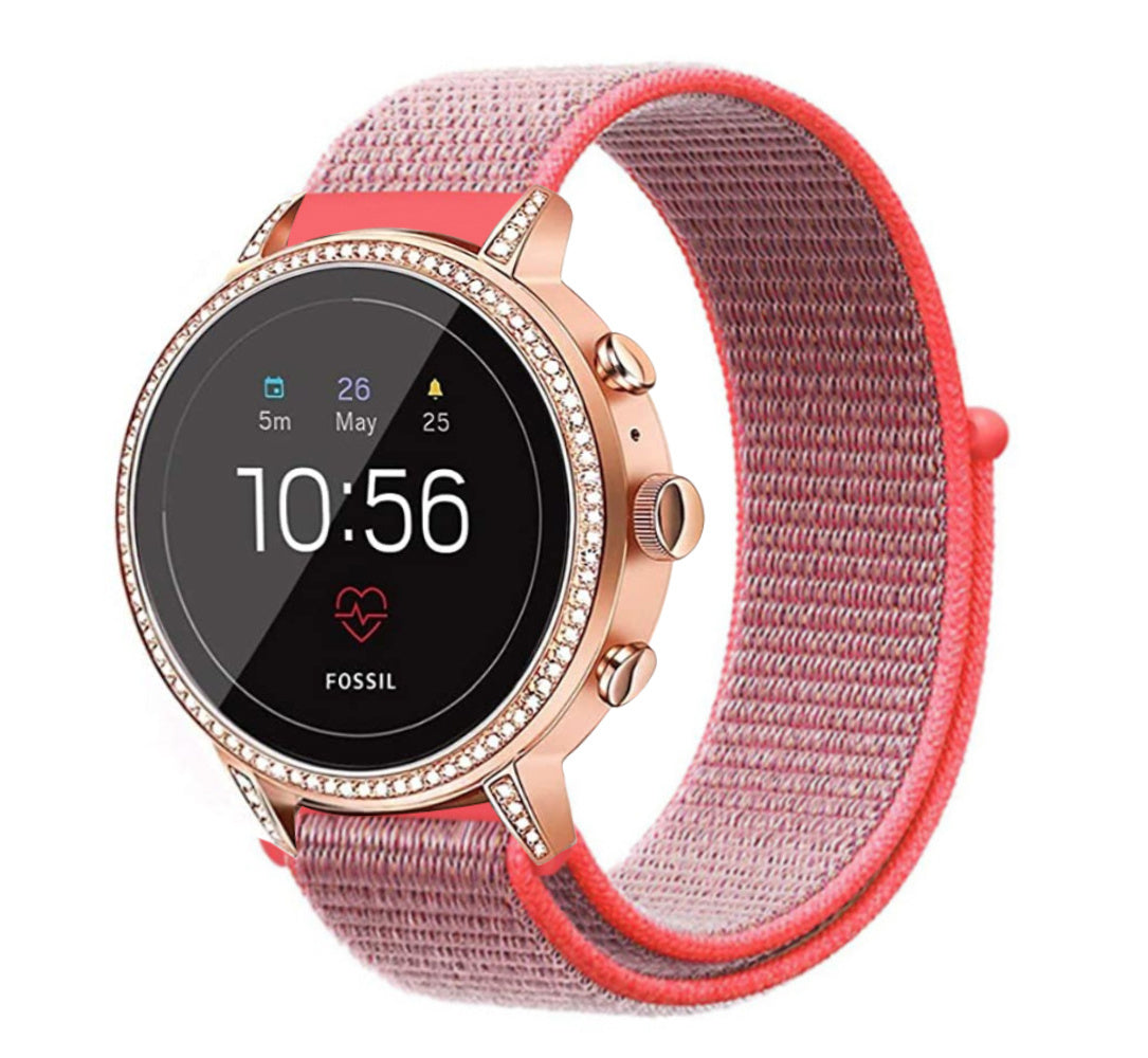 Fossil Gen 4 Venture (HR) Nylon Strap (Pink/Red)