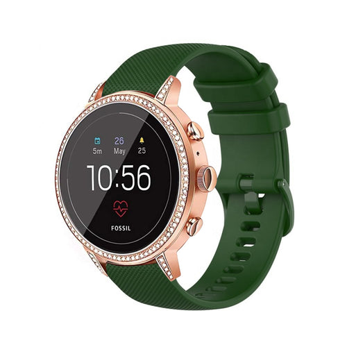 Fossil Gen 4 Venture (HR) Silikonarmband (Armee Grün)