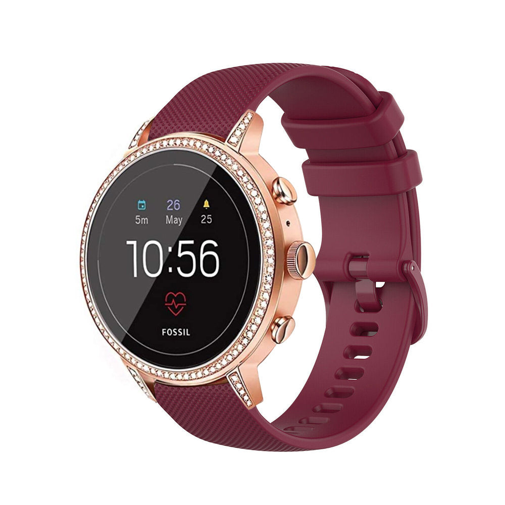 Fossil Gen 4 Venture (HR) Silicone Strap (Dark Red)