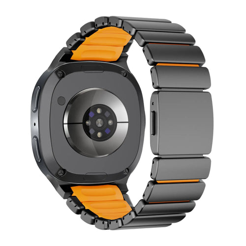 Bandz Samsung Galaxy Watch 8 - 44mm Titanium Strap 'Hybrid' (Black/Orange)