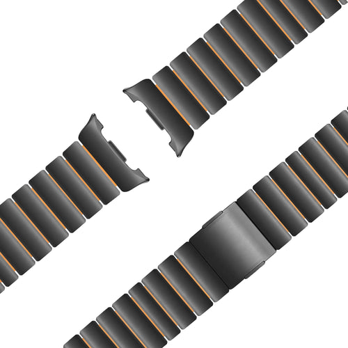 Bandz Samsung Galaxy Watch 8 - 44mm Titanium Strap 'Hybrid' (Black/Orange)