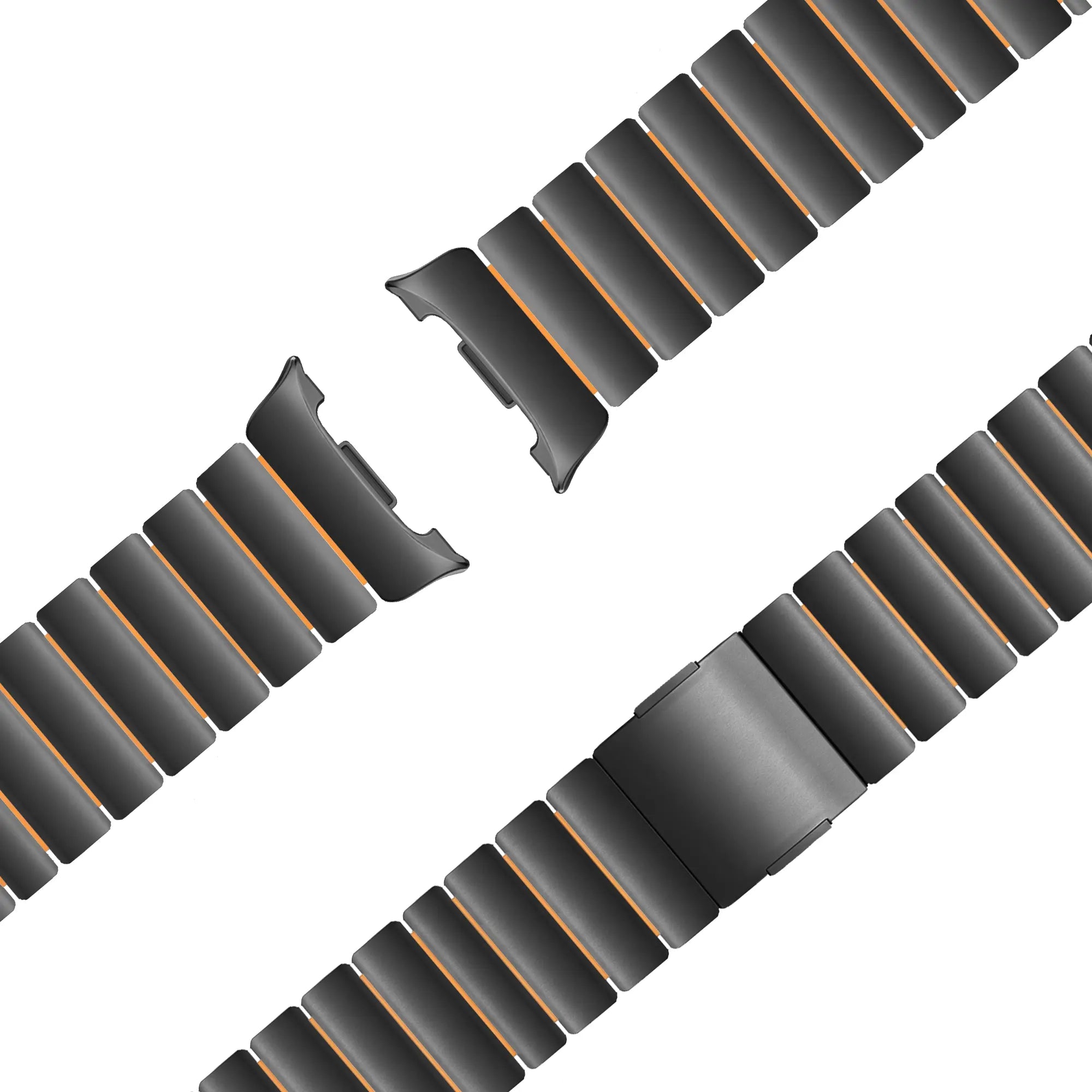 Bandz Samsung Galaxy Watch 8 - 44mm Titanium Strap 'Hybrid' (Black/Orange)