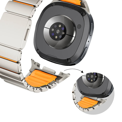 Bandz Samsung Galaxy Watch 8 - 40mm Titanarmband 'Hybrid' (Titan/Orange)