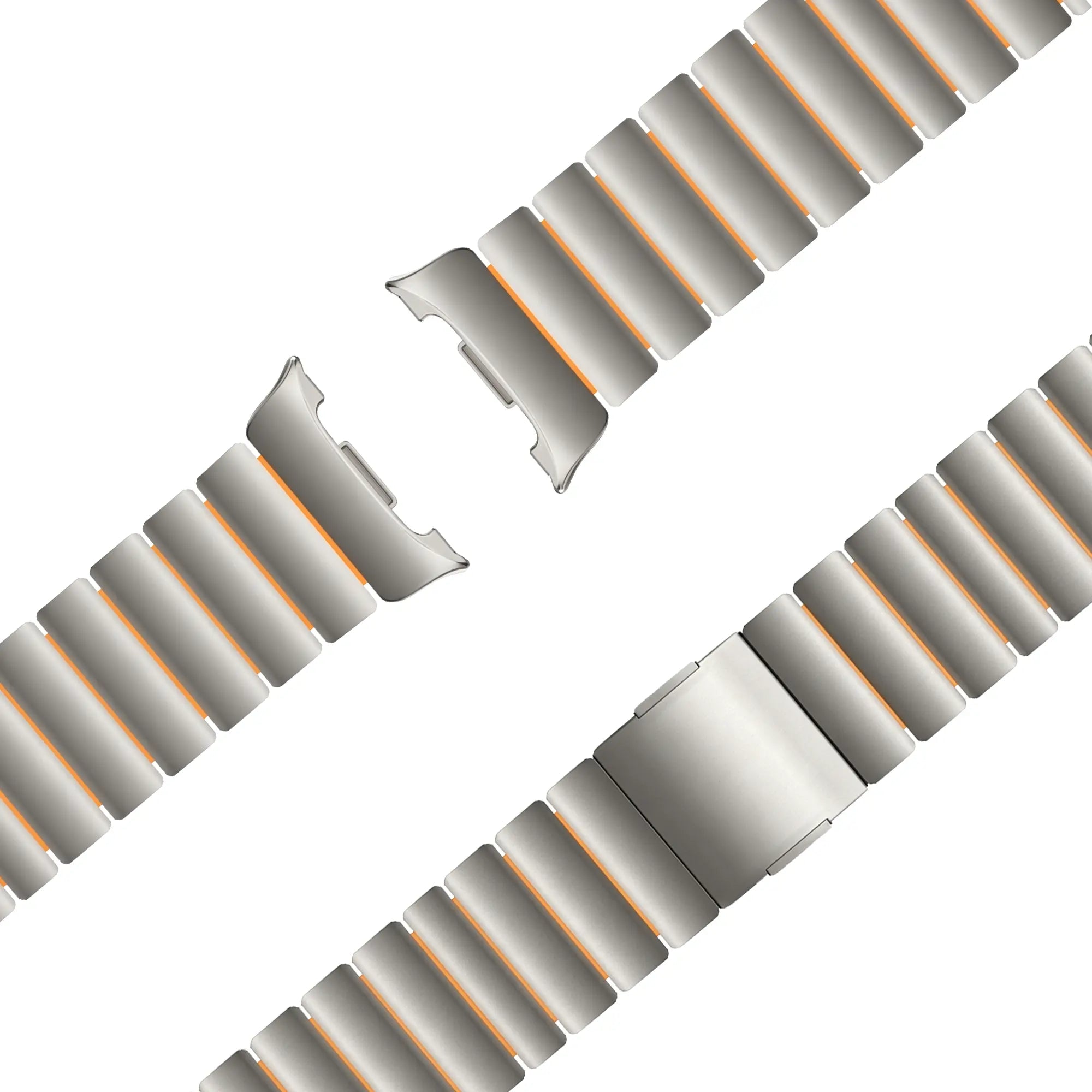 Bandz Samsung Galaxy Watch 8 - 44mm Titanium Strap 'Hybrid' (Titanium/Orange)