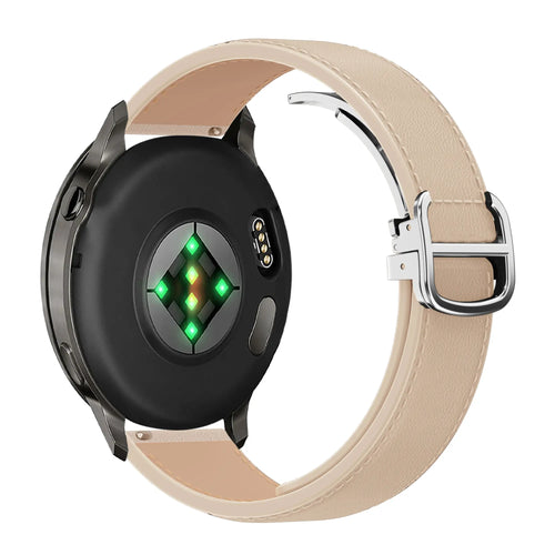 Bandz Garmin Vivomove Sport Leather Strap 'D-Type' (Beige)