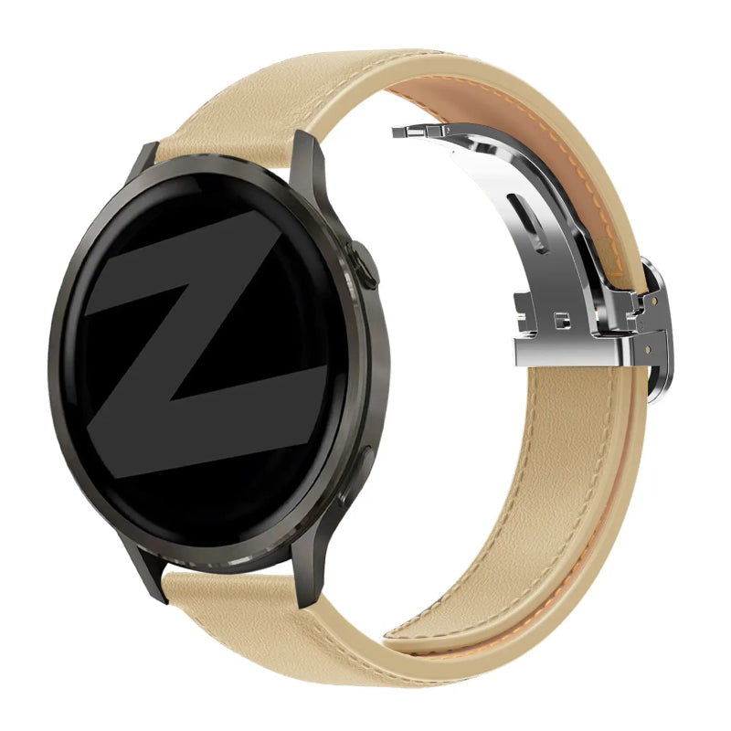 garmin 20mm leather band d-type cream
