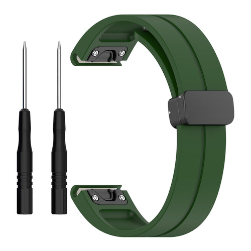 Garmin Quatix 8 Pro - 47mm D-Buckle Silicone Strap (Army Green)