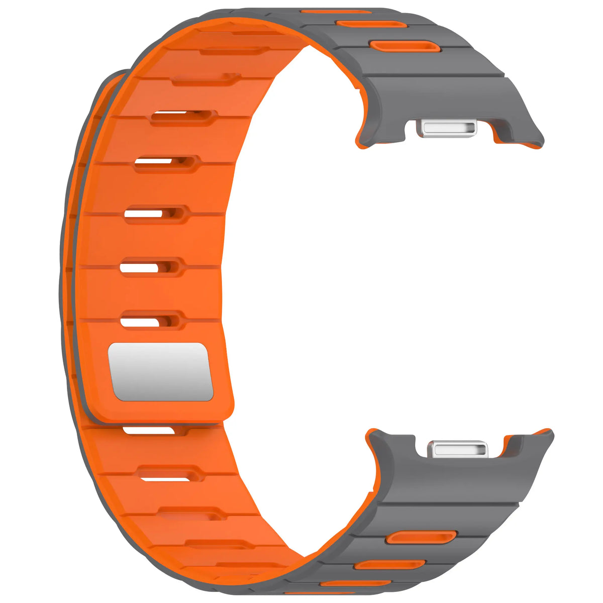 Samsung Galaxy Watch 8 - 40mm Magnetisches Silikonband (Hellgrau/Orange)