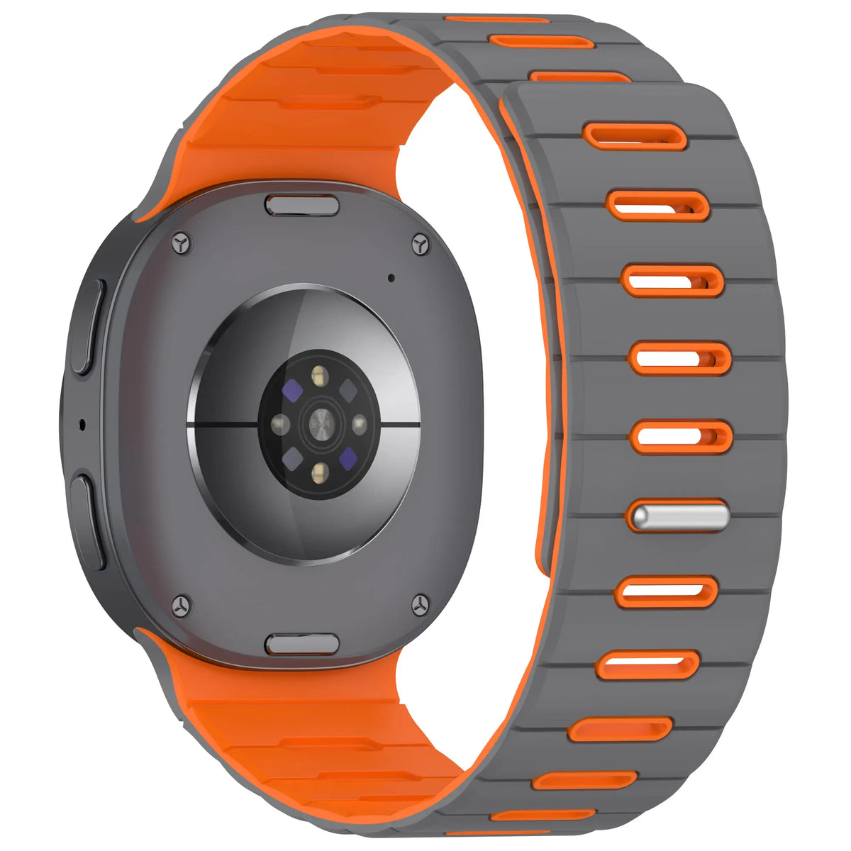 Samsung Galaxy Watch 8 Classic Magnetisches Silikonband (Hellgrau/Orange)