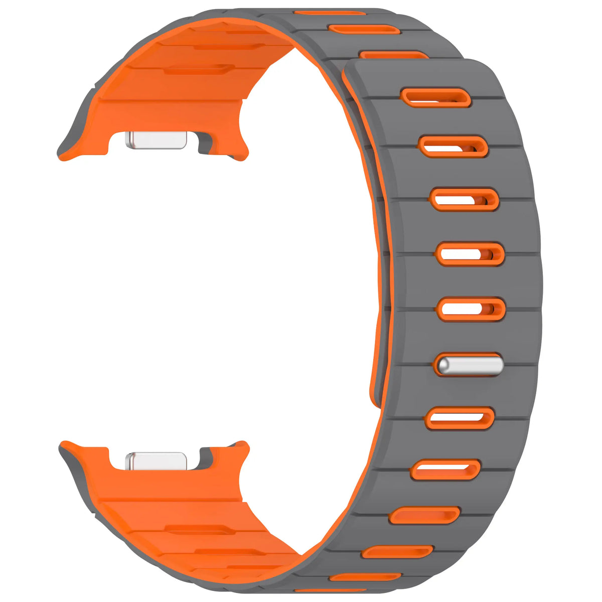 Samsung Galaxy Watch 8 - 40mm Magnetisches Silikonband (Hellgrau/Orange)
