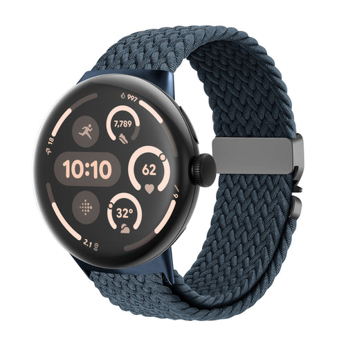 Google Pixel Watch 3 - 45mm Geflochtenes Armband mit P-Schnalle (GrauBlau)